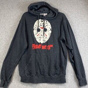 Friday the 13th hoodie Jason gray M Halloween retro graphic horror movie slasher